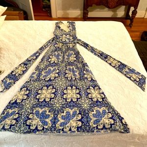 Blue Patterned Maxi Dress